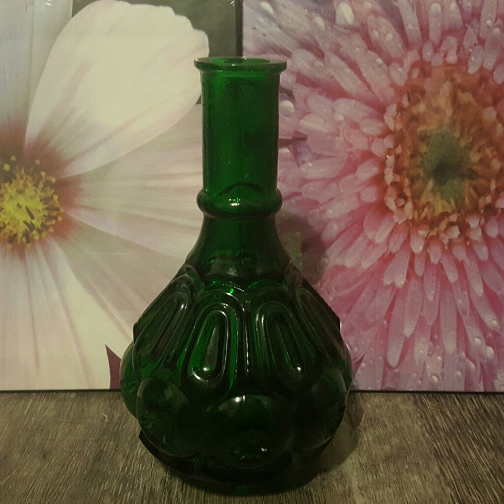 Moon and Stars Green-Painted Glass Decor